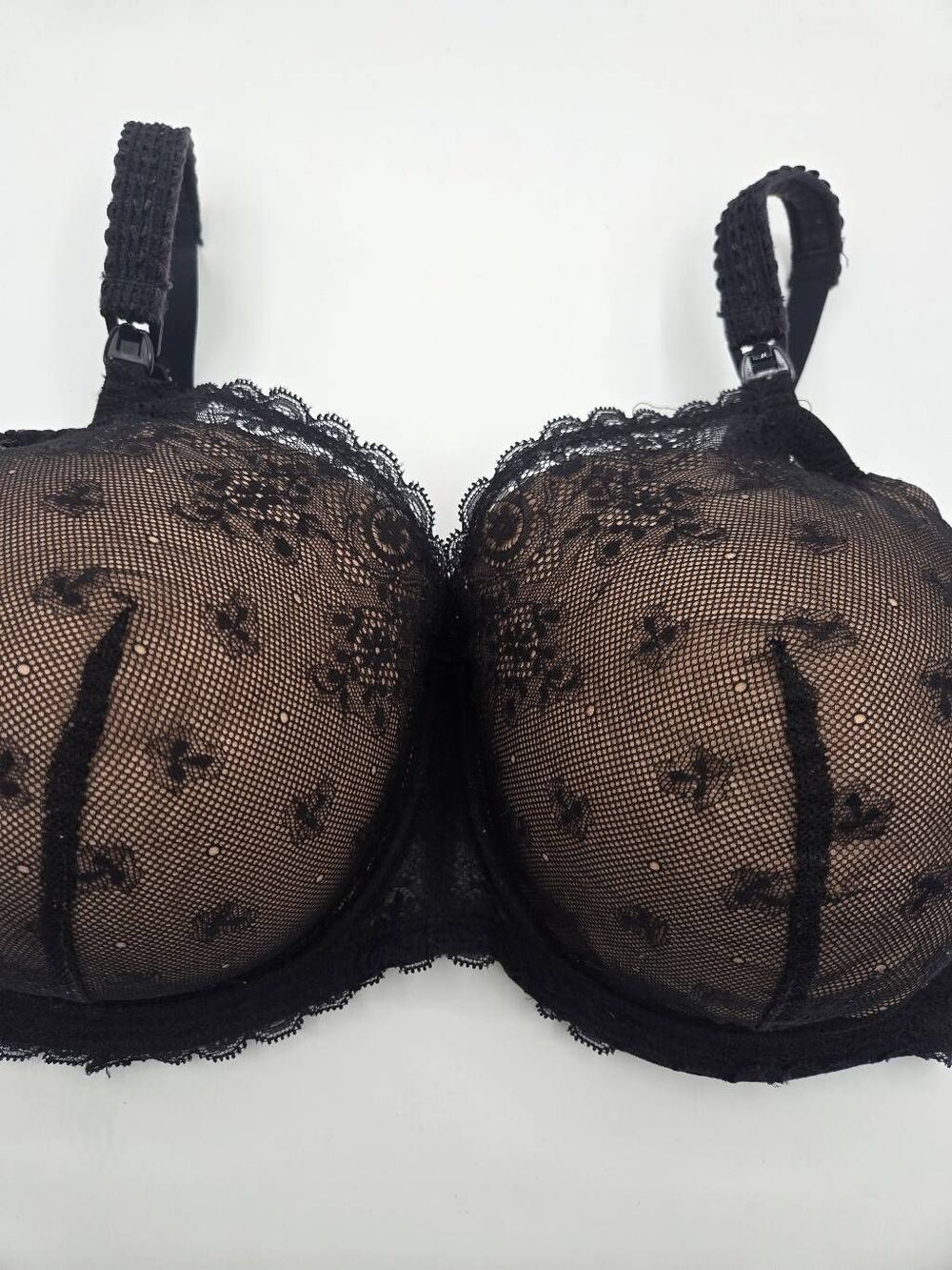 Le Mystere Sexy Mama Nursing Bra Size 38G Black Lace Underwire - Picture 2 of 7